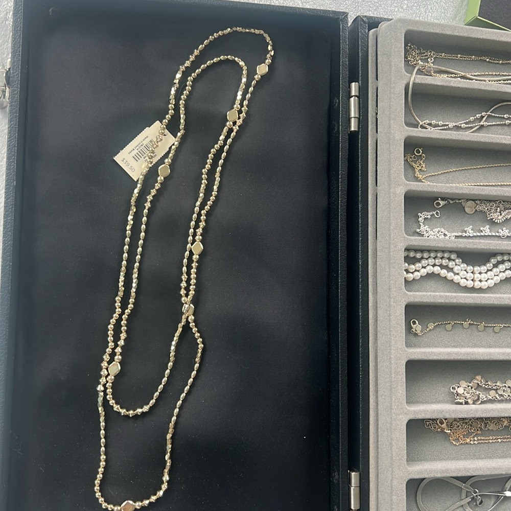 Talbots gold tone beaded necklace or bracelet dual use, shiny pretty versatile